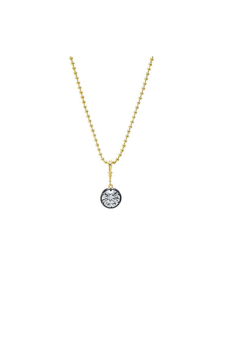 CZ Rounded Encased Statement Necklace Charm, Main, color, Gold