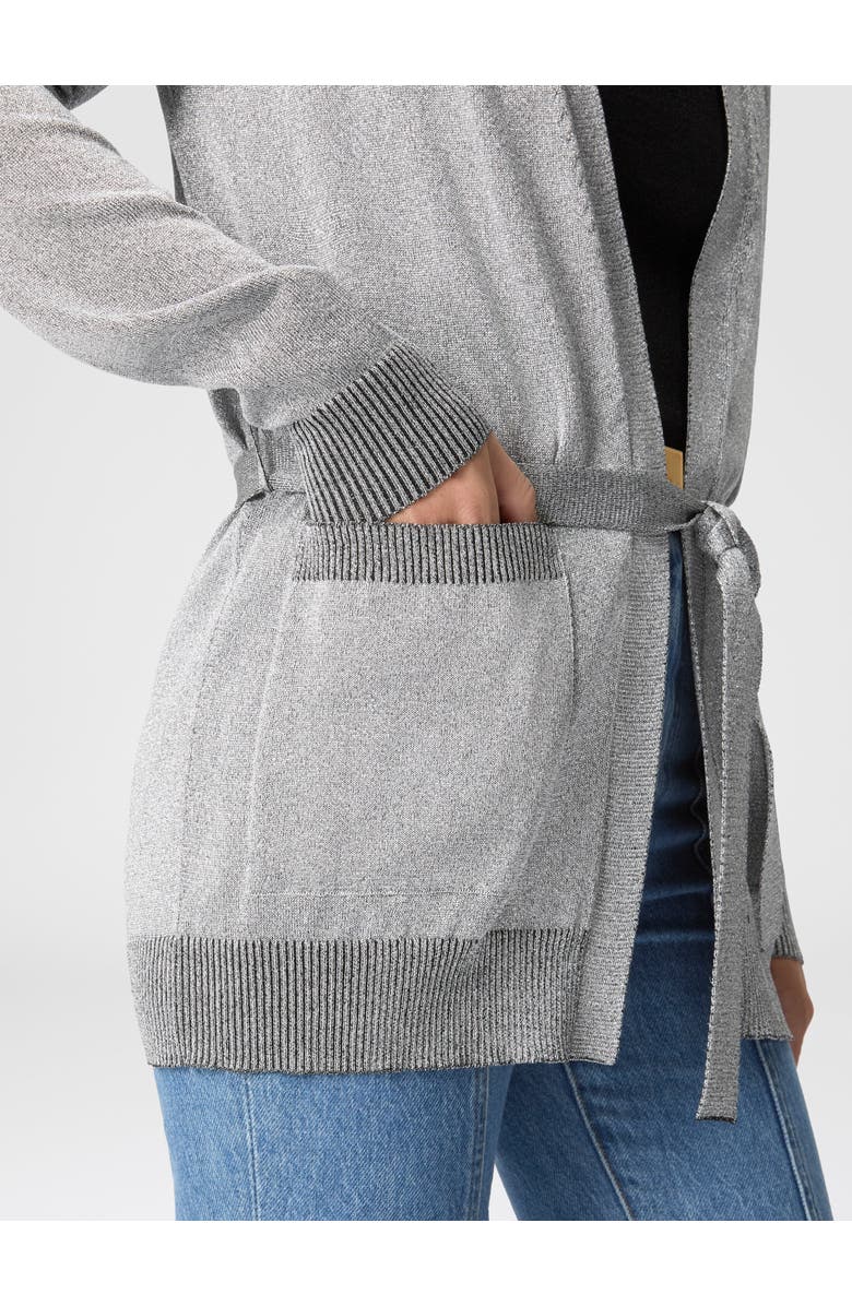 Missoni Viscose Lamé Cardigan With Belt, Alternate, color, Light Blue