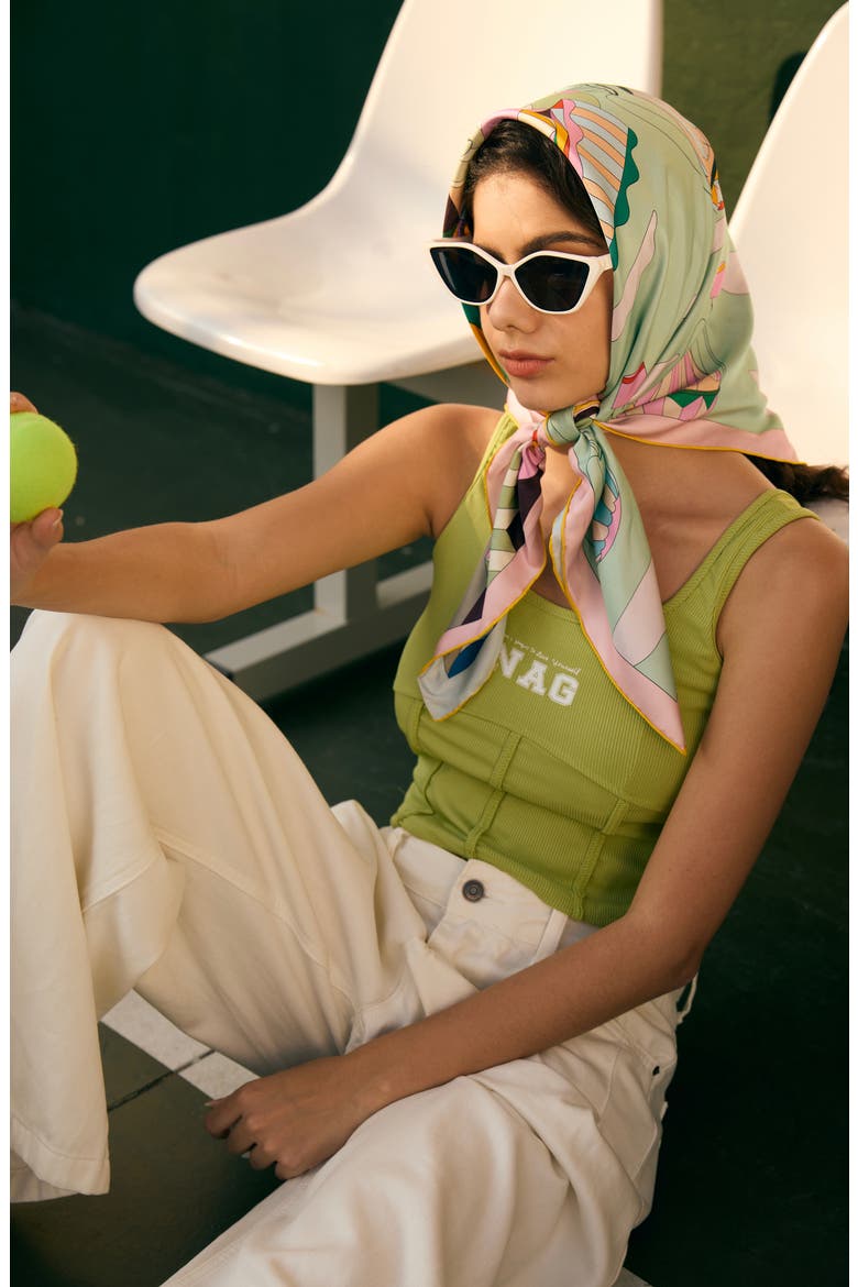 Double Sided Silk Scarf of Journey, Alternate, color, Green
