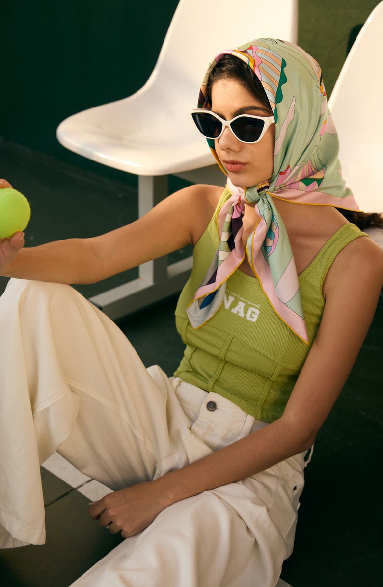 Jessie Zhao New York Double Sided Silk Scarf of Journey, Alternate, color, Green