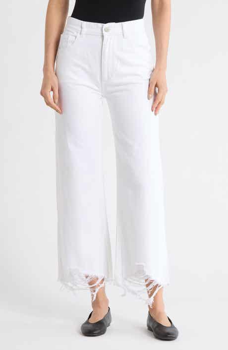 DL1961 Hepburn High Waist Raw Hem Wide Leg Jeans
