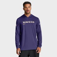 Nike Men's Nike Purple Baltimore Ravens Sideline Pure Fury Performance Long Sleeve Hoodie T-Shirt