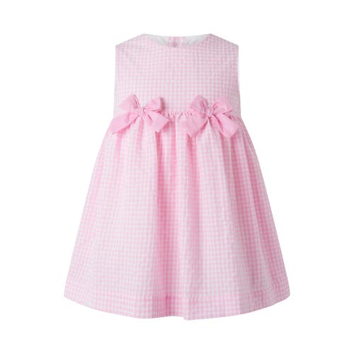 Shop Rachel Riley Check Bow Dress In Pink
