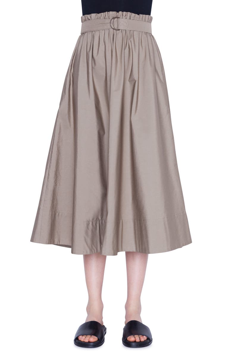 Akris punto Belted Paperbag Waist Midi Skirt, Main, color, 