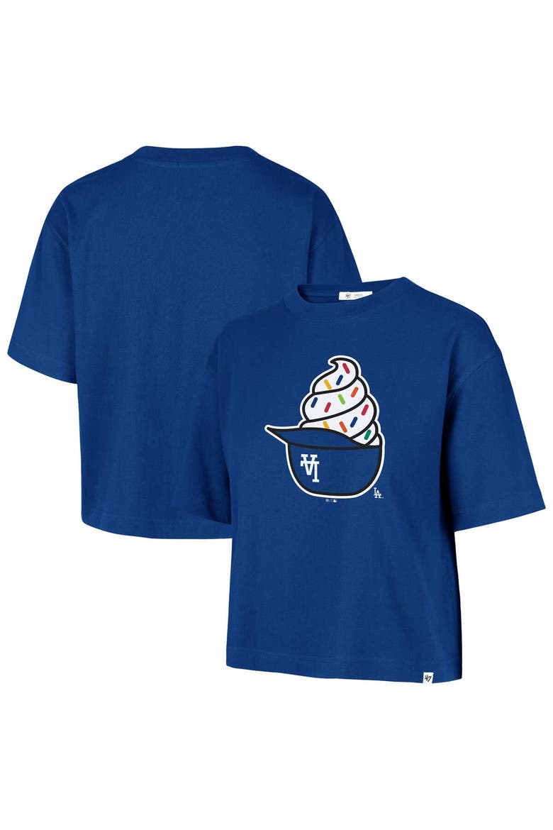 Women's '47  Royal Los Angeles Dodgers Ice Cream Helmet T-Shirt, Main, color, Royal