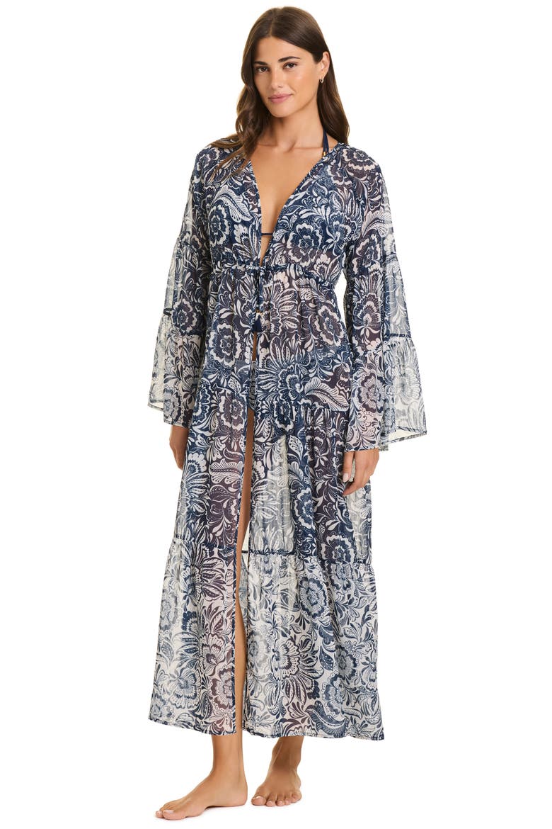 Floral Cover-Up Maxi Dress, Alternate, color, MIDNIGHT