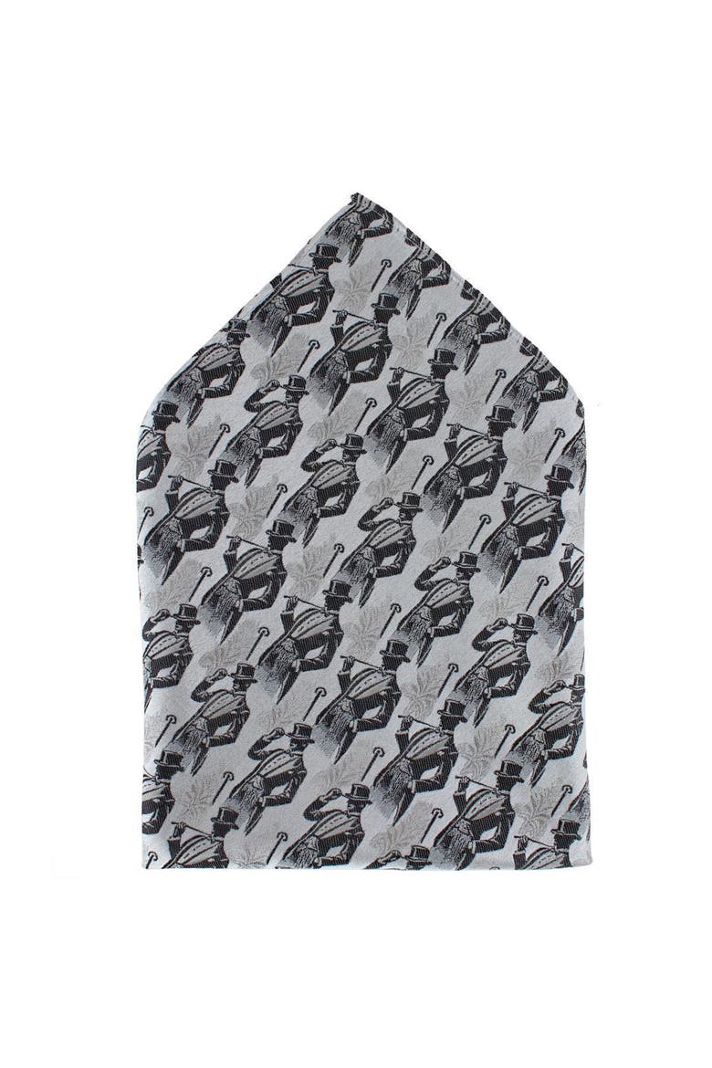 Big & Tall Ambrose Dapper Night Silk Novelty Silk Necktie and Pocket Square, Alternate, color, Silver and Black
