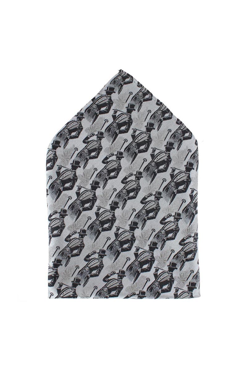 Trafalgar Ambrose Dapper Night Silk Novelty Necktie and Pocket Square Set, Alternate, color, Silver And Black