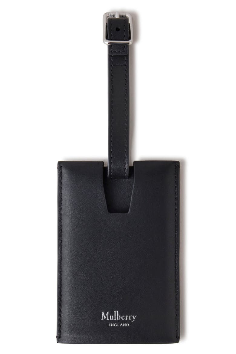 Leather Luggage Tag, Main, color, BLACK