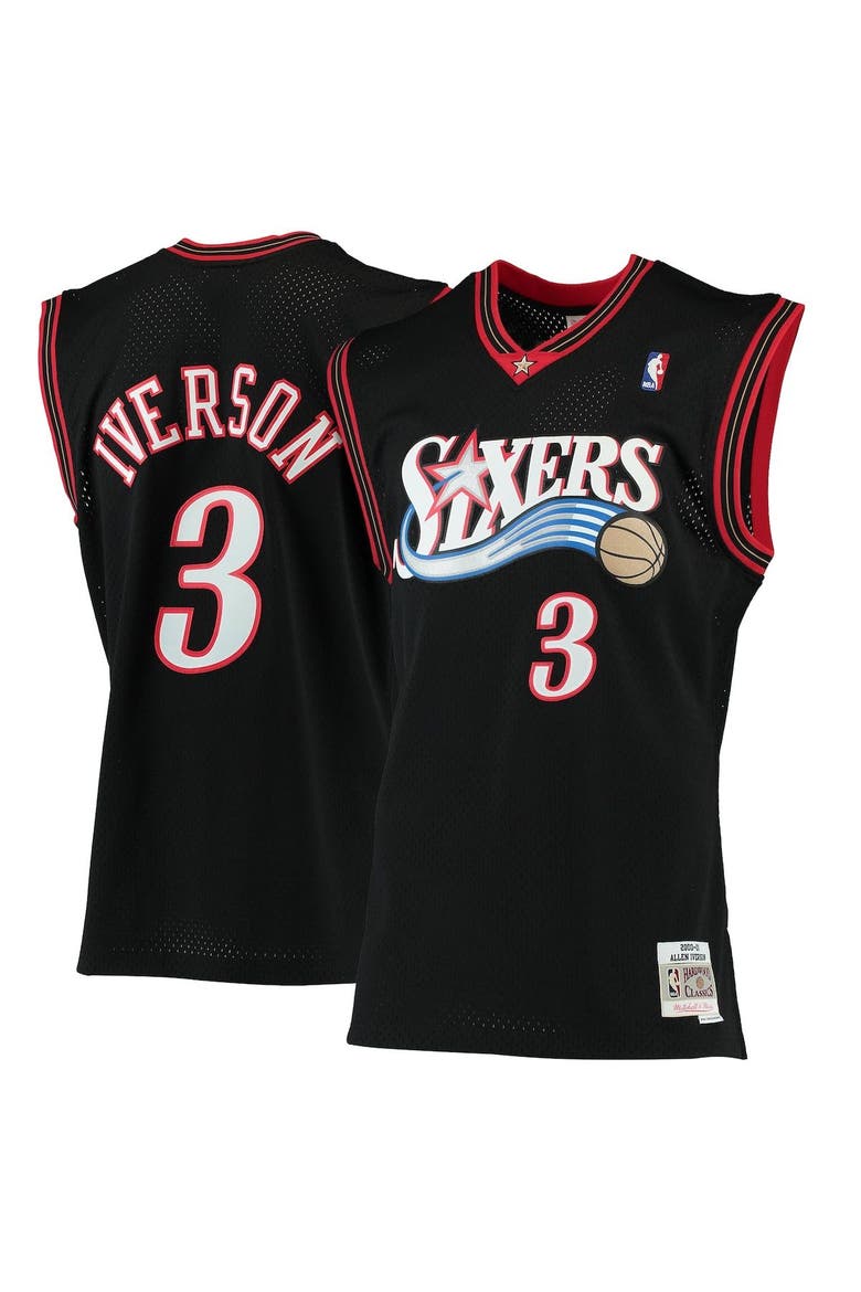 Men's Mitchell & Ness Allen Iverson Black Philadelphia 76ers 2000/01 Hardwood Classics Swingman Jersey, Alternate, color, Black