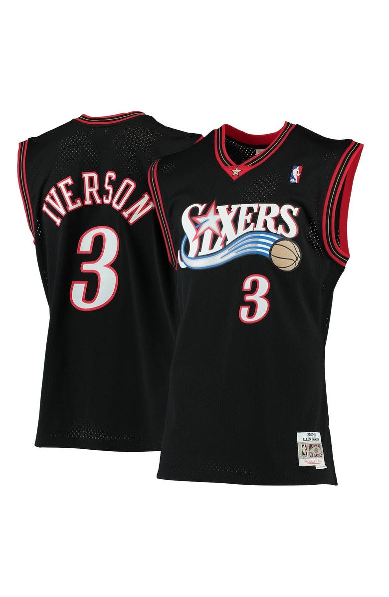Mitchell & Ness Men's Mitchell & Ness Allen Iverson Black Philadelphia 76ers 2000/01 Hardwood Classics Swingman Jersey, Alternate, color, Black
