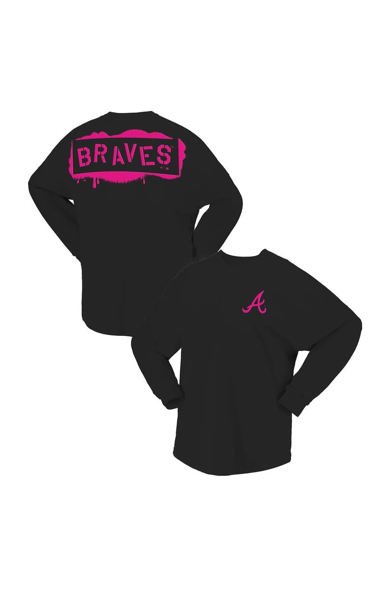 FANATICS Women's Fanatics  Black Atlanta Braves Neon Jersey Long Sleeve T-Shirt, Main, color, 
