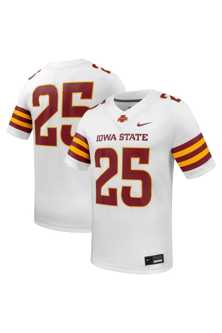 Men's Nike #25 White Iowa State Cyclones Untouchable Replica Game Jersey, Main, color, White