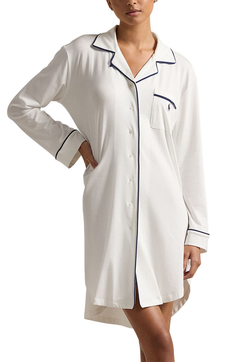 Cotton Blend Sleepshirt, Main, color, WHITE CLOUD