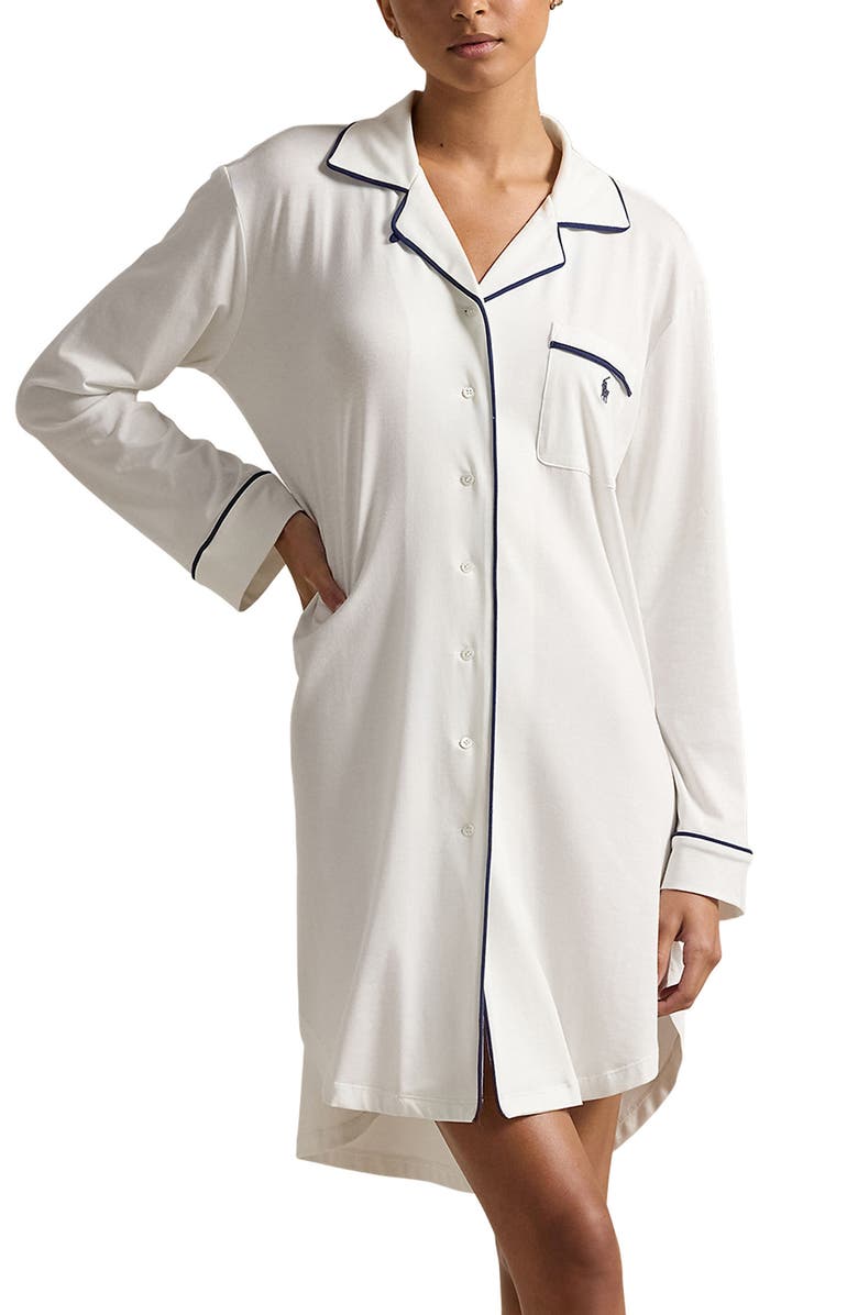 Polo Ralph Lauren Cotton Blend Sleepshirt, Main, color, White Cloud