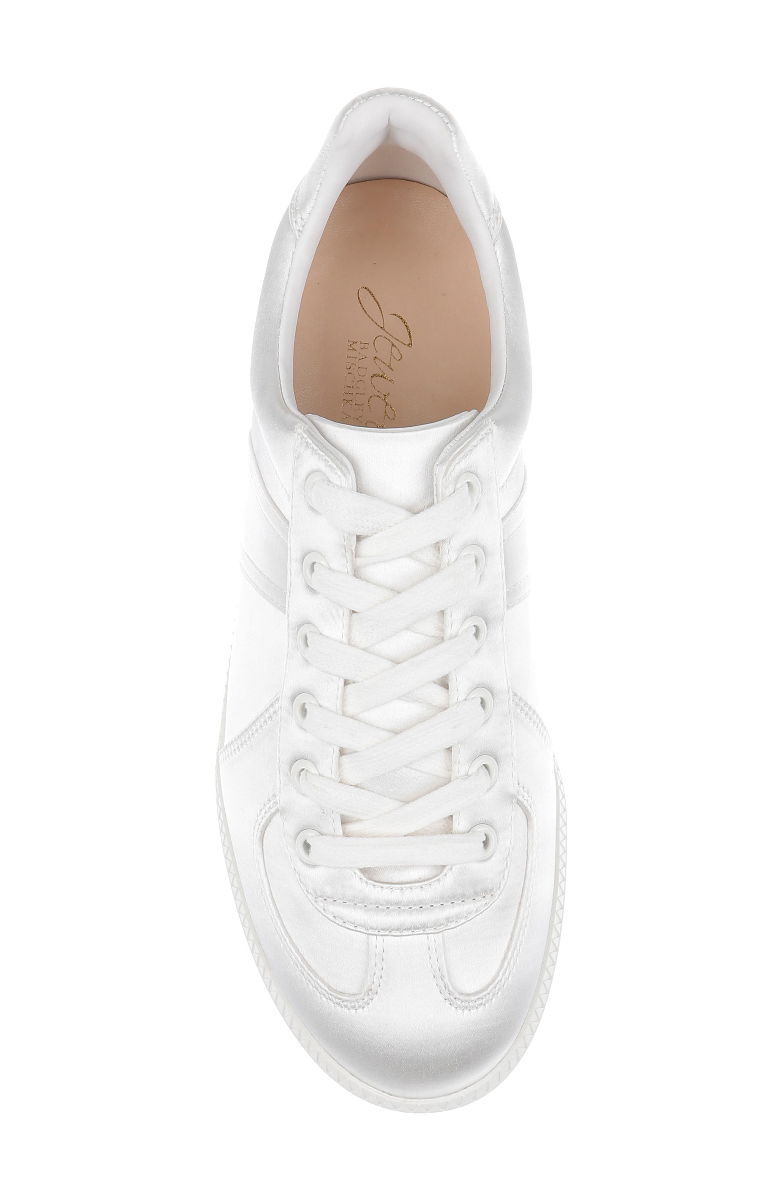 Jewel Badgley Mischka Imara Sneaker, Alternate, color, Ivory Satin