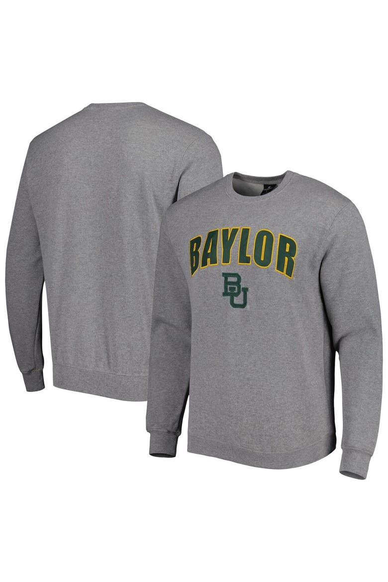 Men's Colosseum Heathered Gray Baylor Bears Arch & Logo Pullover Sweatshirt, Main, color, Heather Gray