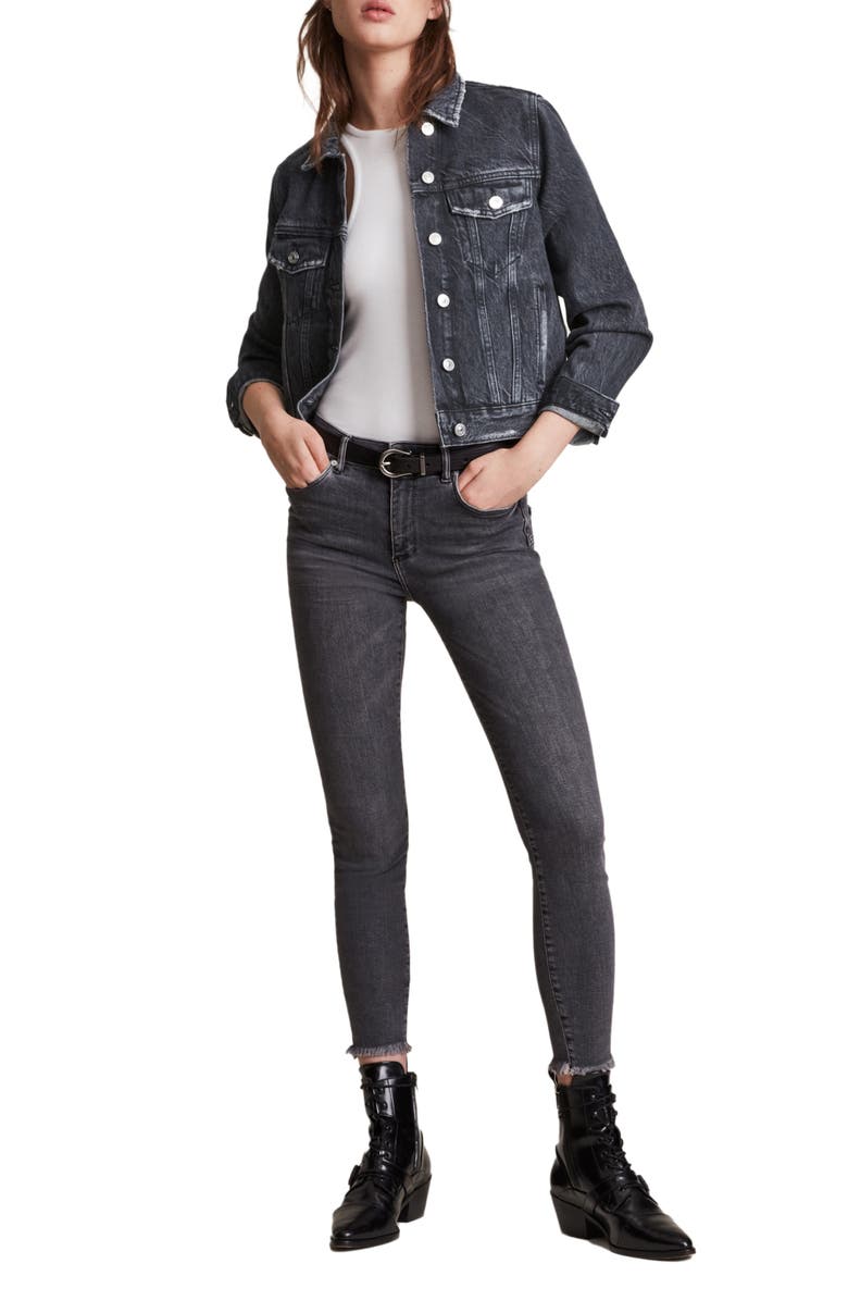 AllSaints Women's Hay Distressed Denim Jacket, Alternate, color,