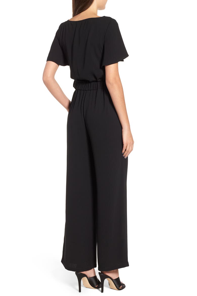 Surplice Jumpsuit, Alternate, color, BLACK