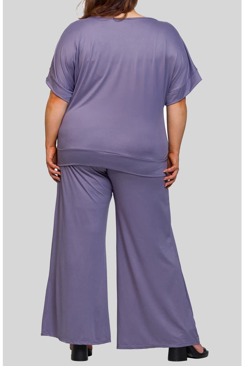 Boat Neck Top & Wide Leg Pants Set, Alternate, color, MAUVE