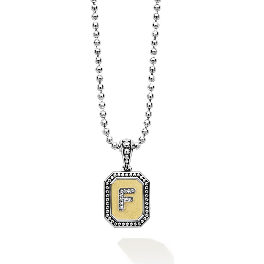 Lagos Signature Caviar Diamond Initial Pendant Necklace In Two-tone F