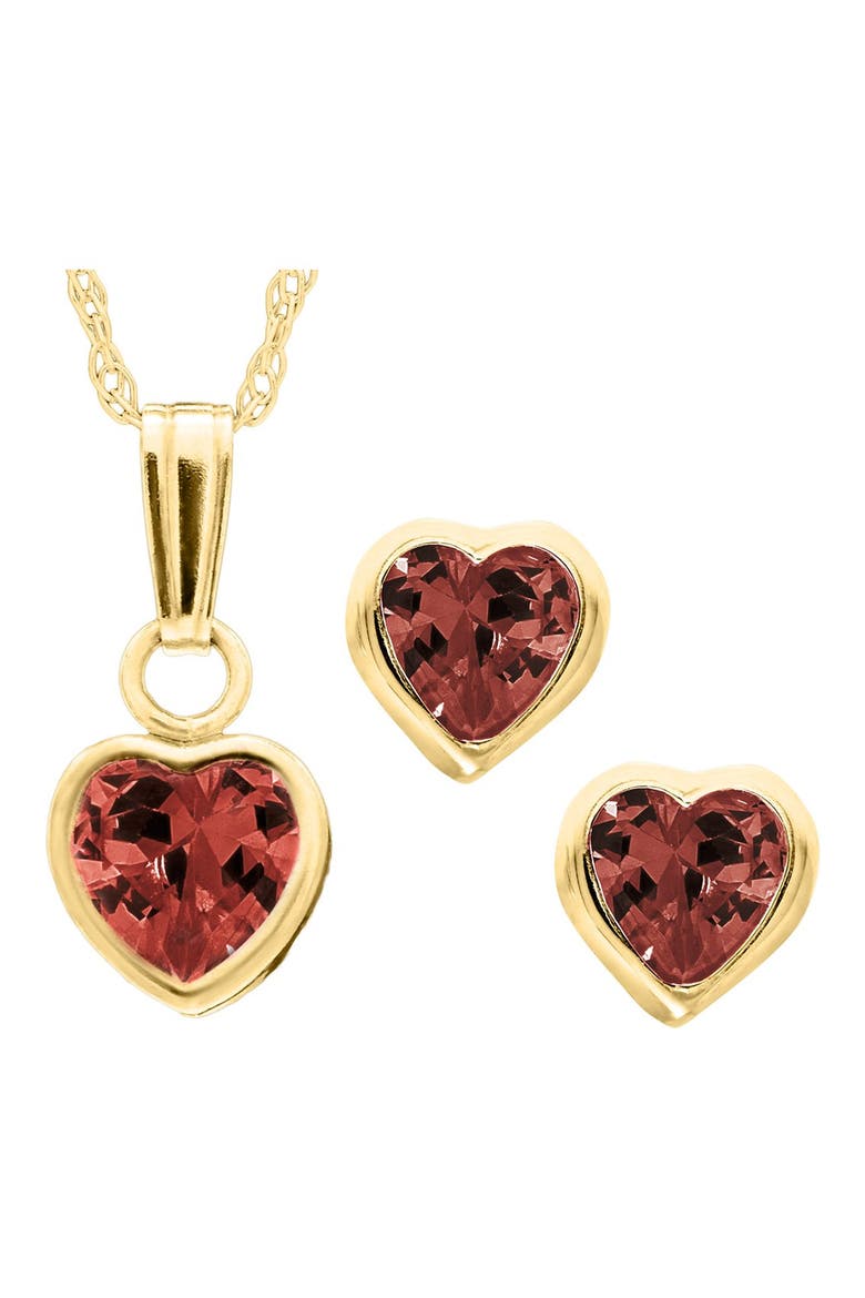 14k Gold Birthstone Necklace & Stud Earrings, Main, color, JANUARY