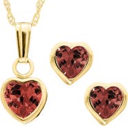 Mignonette 14k Gold Birthstone Necklace & Stud Earrings