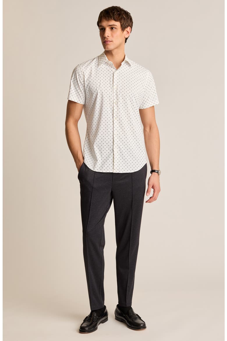 Tech Diamond Print Short Sleeve Performance Button-Up Shirt, Alternate, color, WAYWELL GEOMETRIC