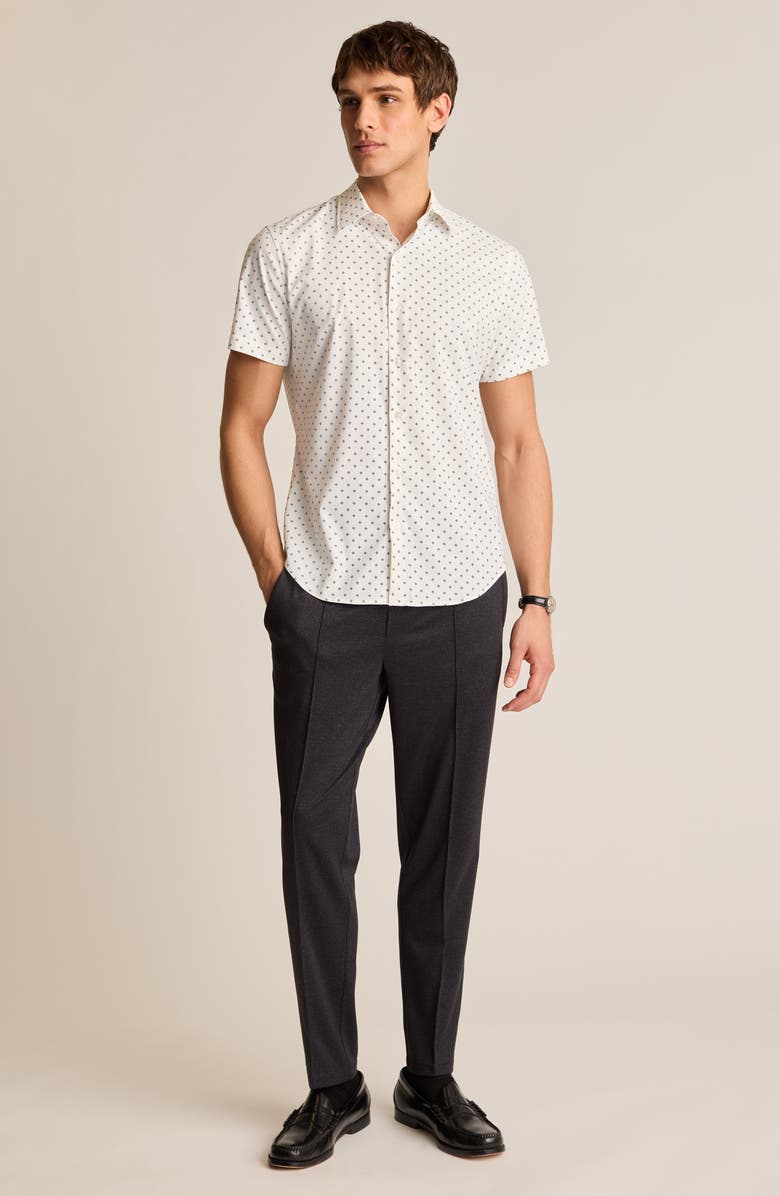 Bonobos Tech Diamond Print Short Sleeve Performance Button-Up Shirt, Alternate, color, Waywell Geometric