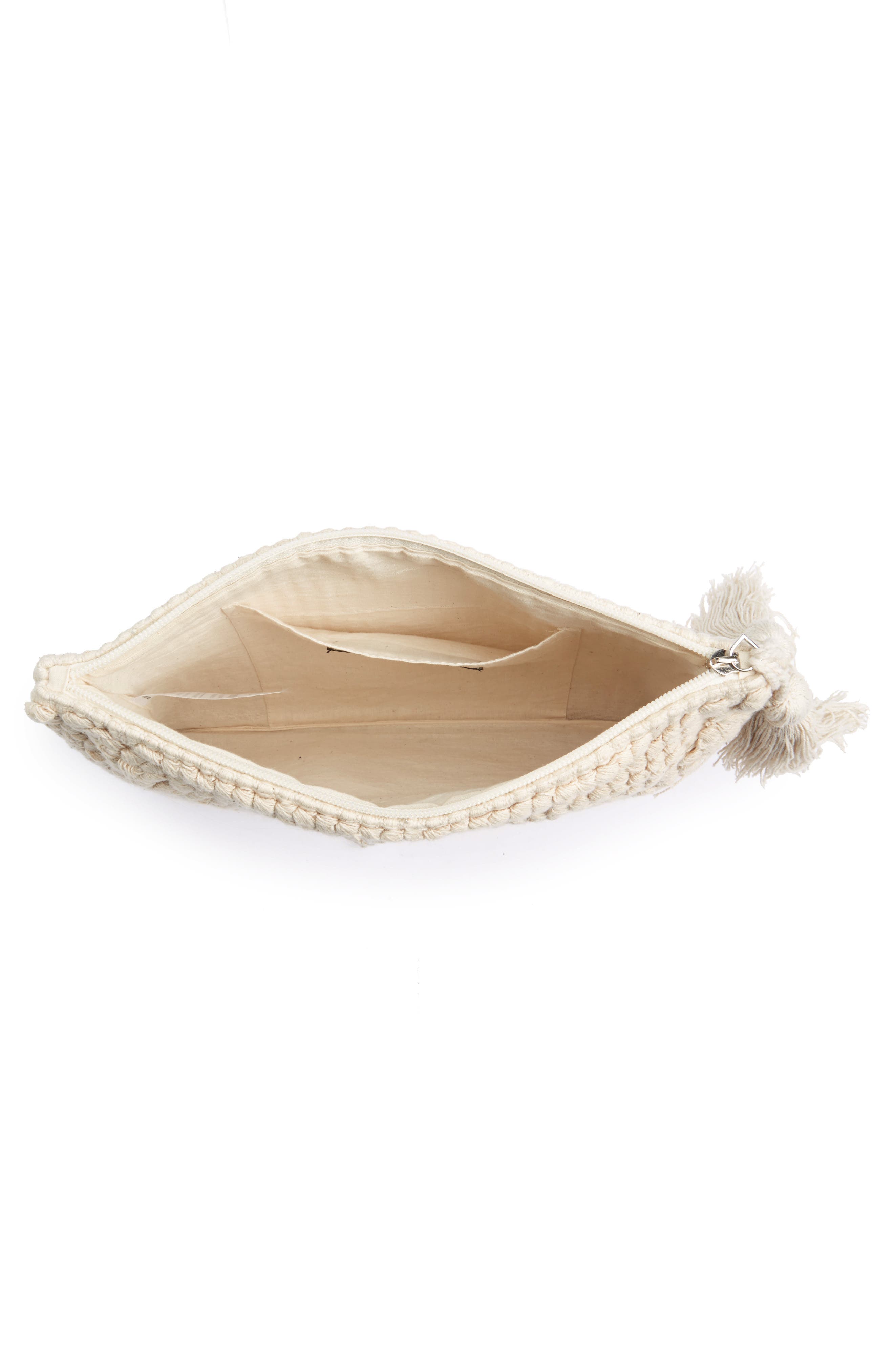 Palisades Tasseled Woven Clutch, Alternate, color, CREAM