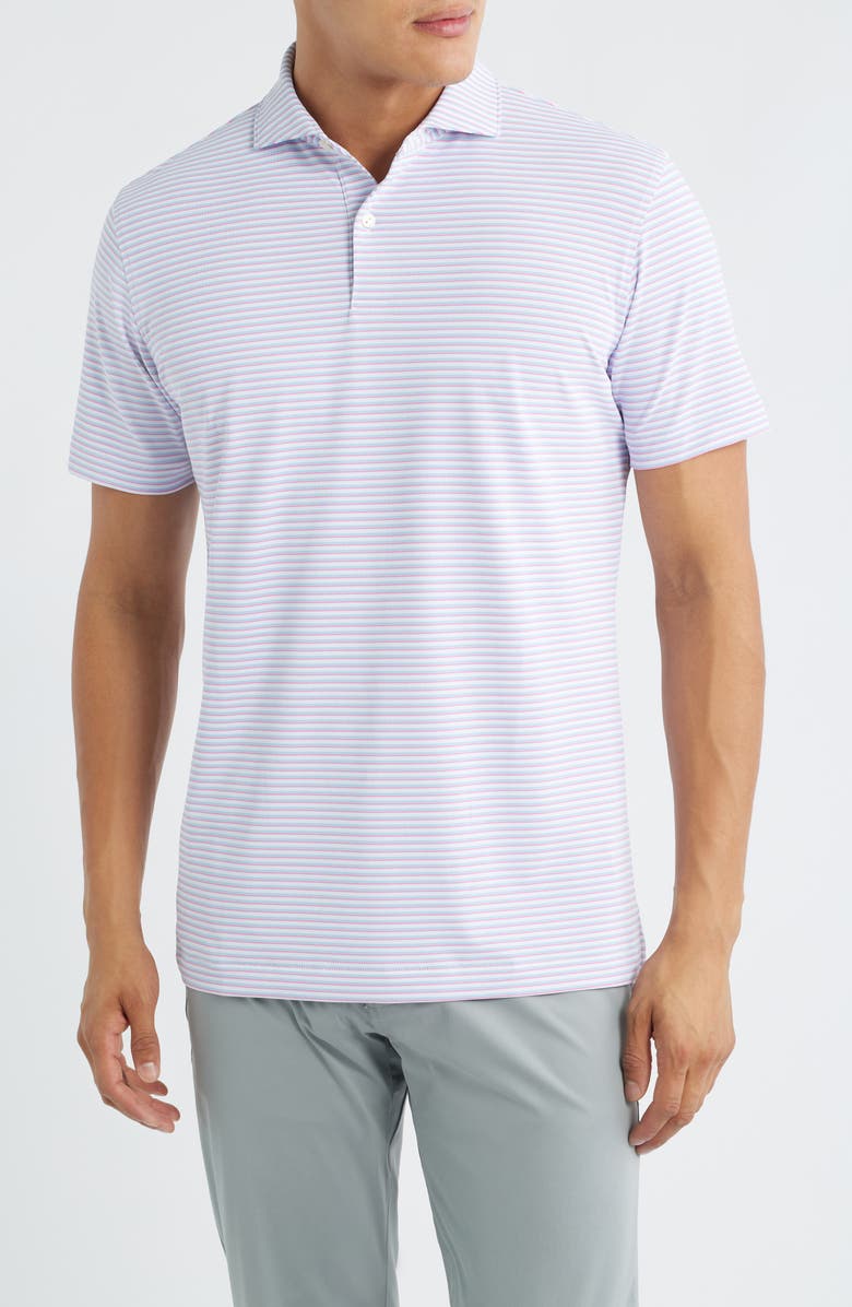 Peter Millar Crown Crafted Tempo Performance Piqué Polo, Main, color, White / Blue Frost