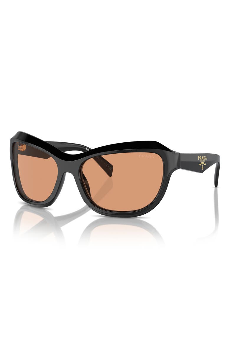 Prada 62mm Oversize Butterfly Sunglasses, Alternate, color, Black