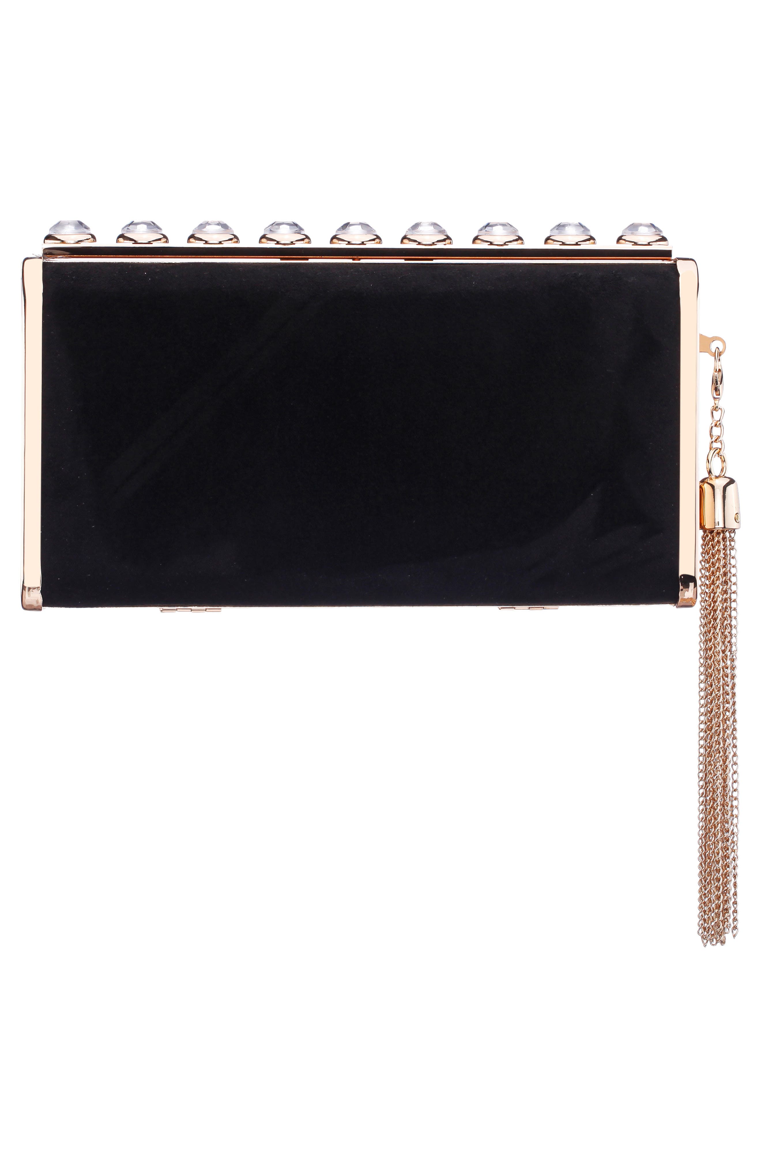 Nina Amos Crystal Clutch, Alternate, color, Black