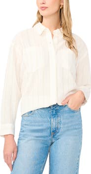 Vince Camuto Stripe High-Low Button-Up Shirt