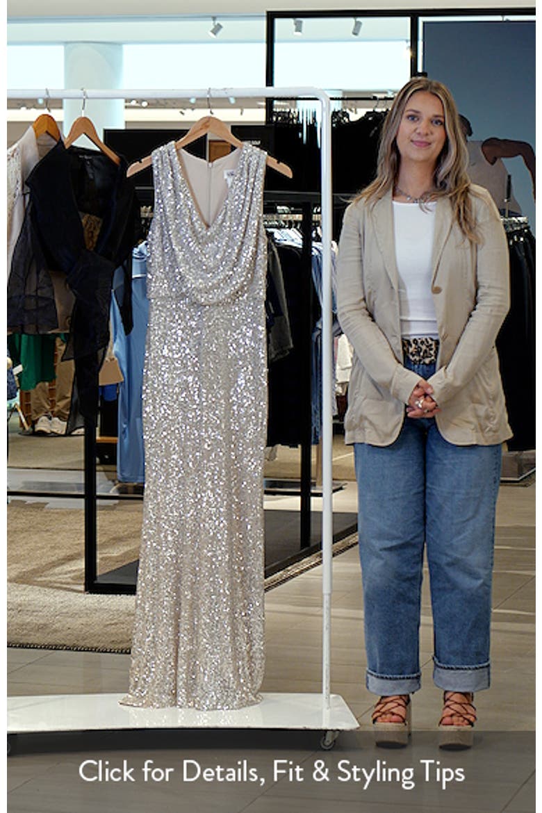 Sequin Cowl Neck Gown video