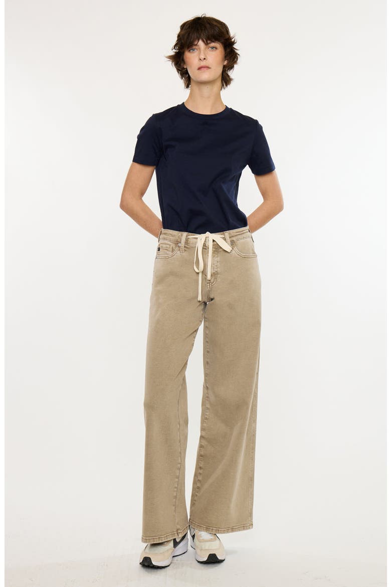Natty Mid Rise Wide Flare Jeans, Alternate, color, Tan