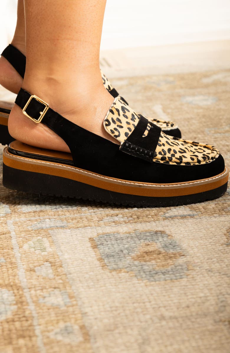 L'Amour des Pieds Zuree Genuine Calf Hair Slingback Loafer, Alternate, color, Black/ Brown