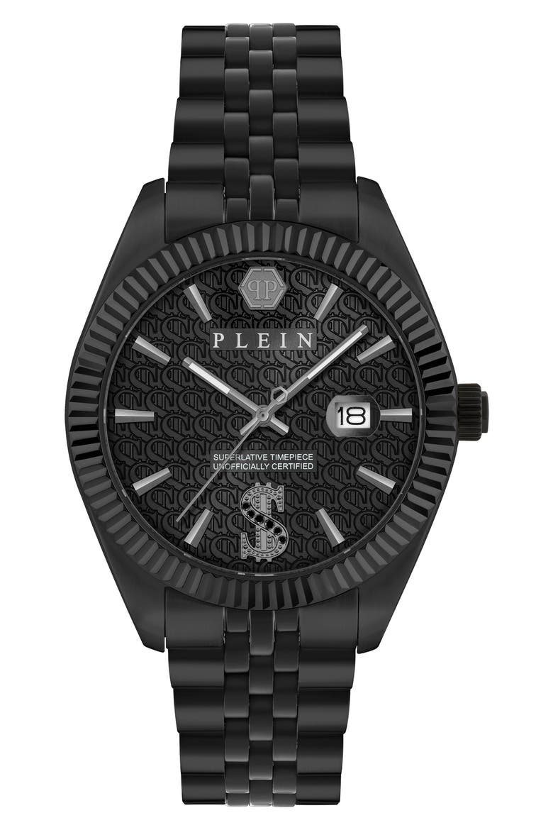 Date Superlative Two-Tone Bracelet Watch, 41mm, Main, color, IP BLACK