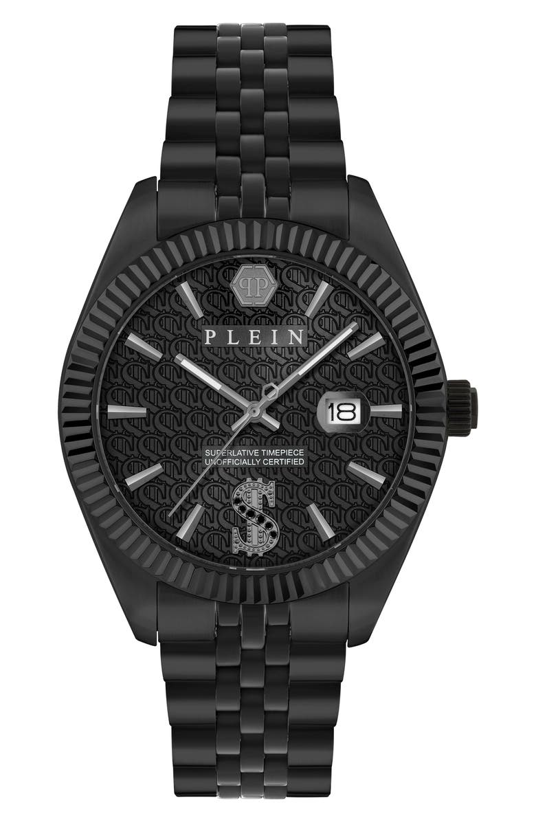 PHILIPP PLEIN Date Superlative Two-Tone Bracelet Watch, 41mm, Main, color, Ip Black