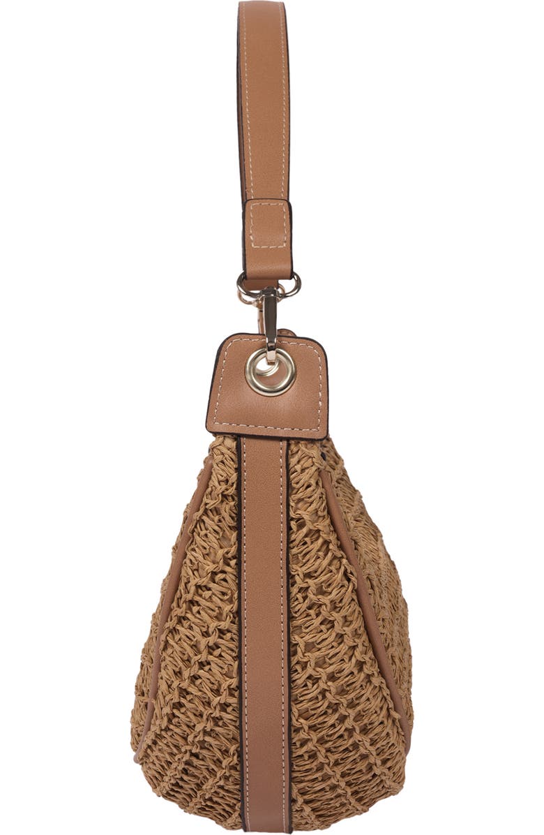 Tommy Bahama Logo Debossed Raffia Shoulder Bag, Alternate, color, Tan