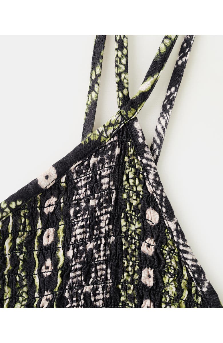 MANGO TEEN Print Smocked One-Shoulder Minidress, Alternate, color, Black
