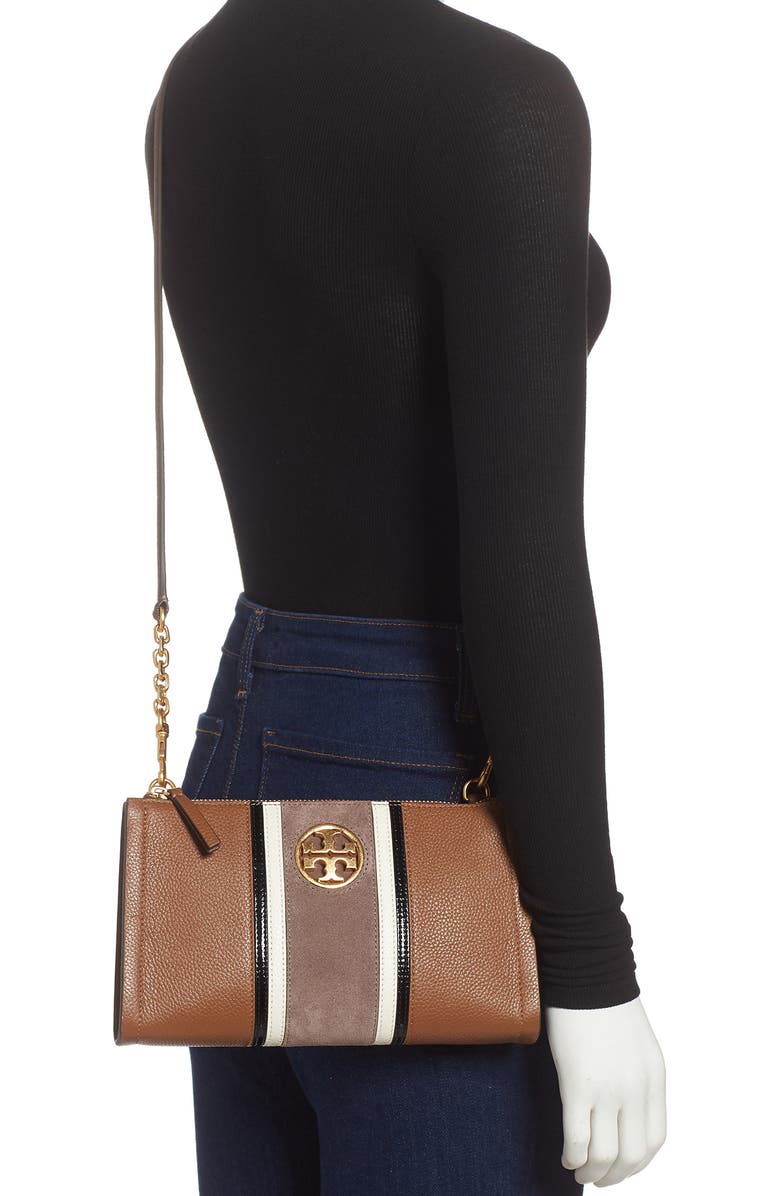 Tory Burch Carson Stripe Leather Crossbody Bag, Alternate, color,