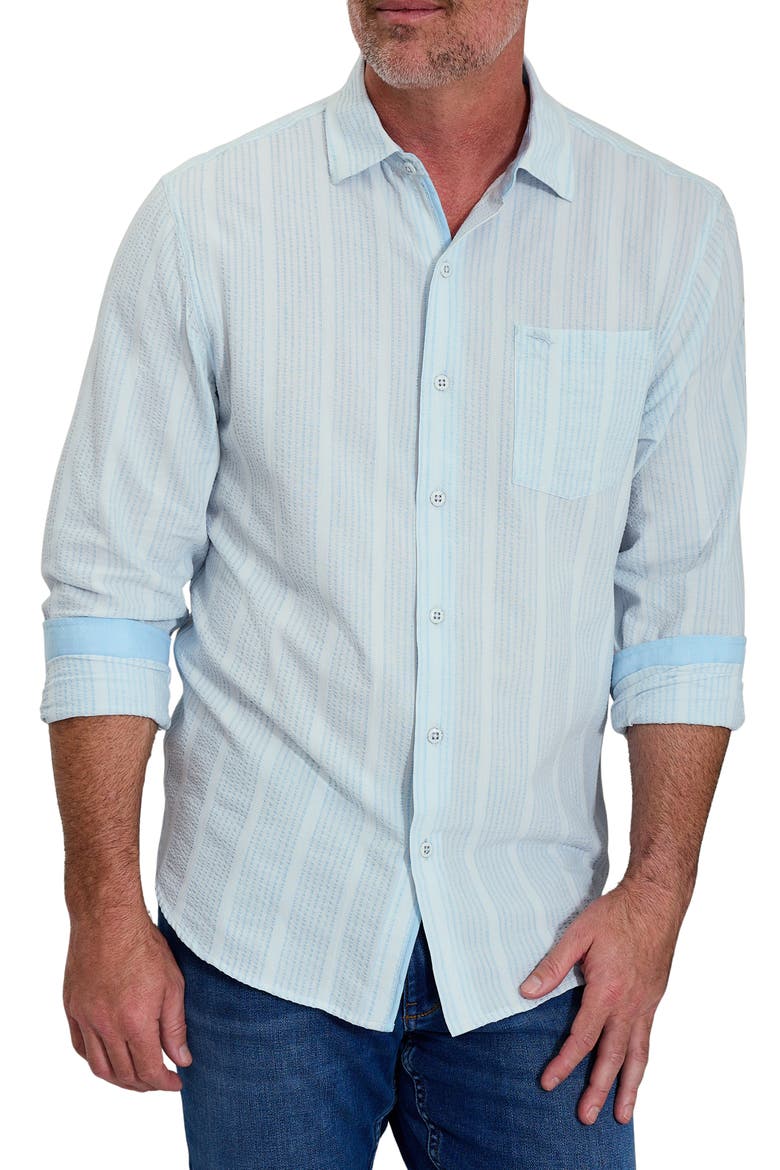 Nova Wave Button-Up Shirt, Main, color, MALACHITE HEATHER