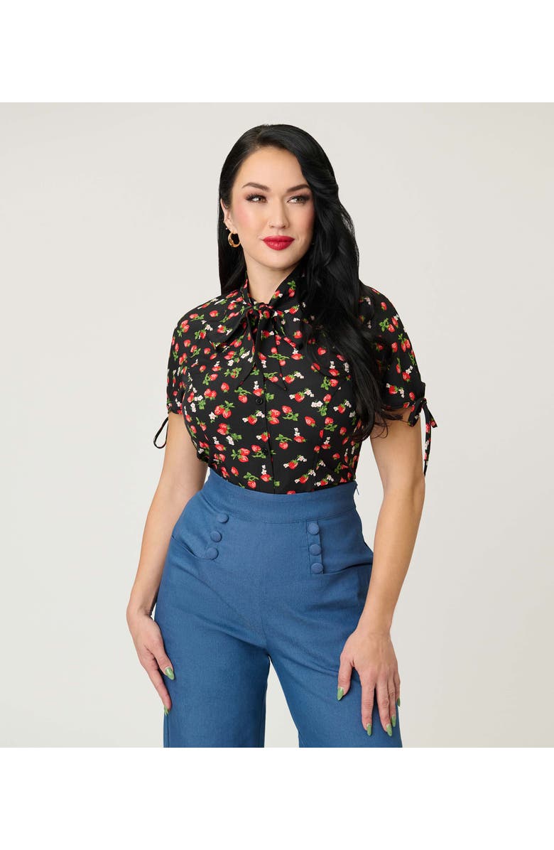 Unique Vintage Chita Blouse, Main, color, Black & Berry Print