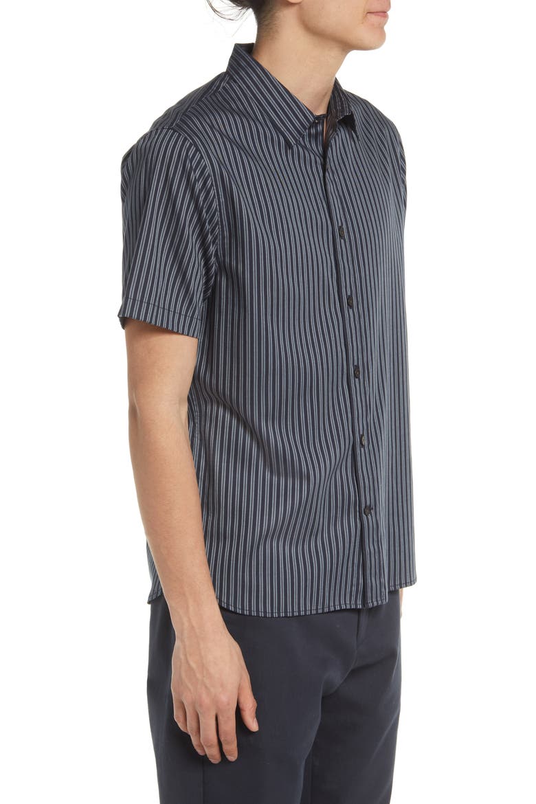 Claremont Stripe Short Sleeve Cotton Button-Down Shirt, Alternate, color, COASTAL