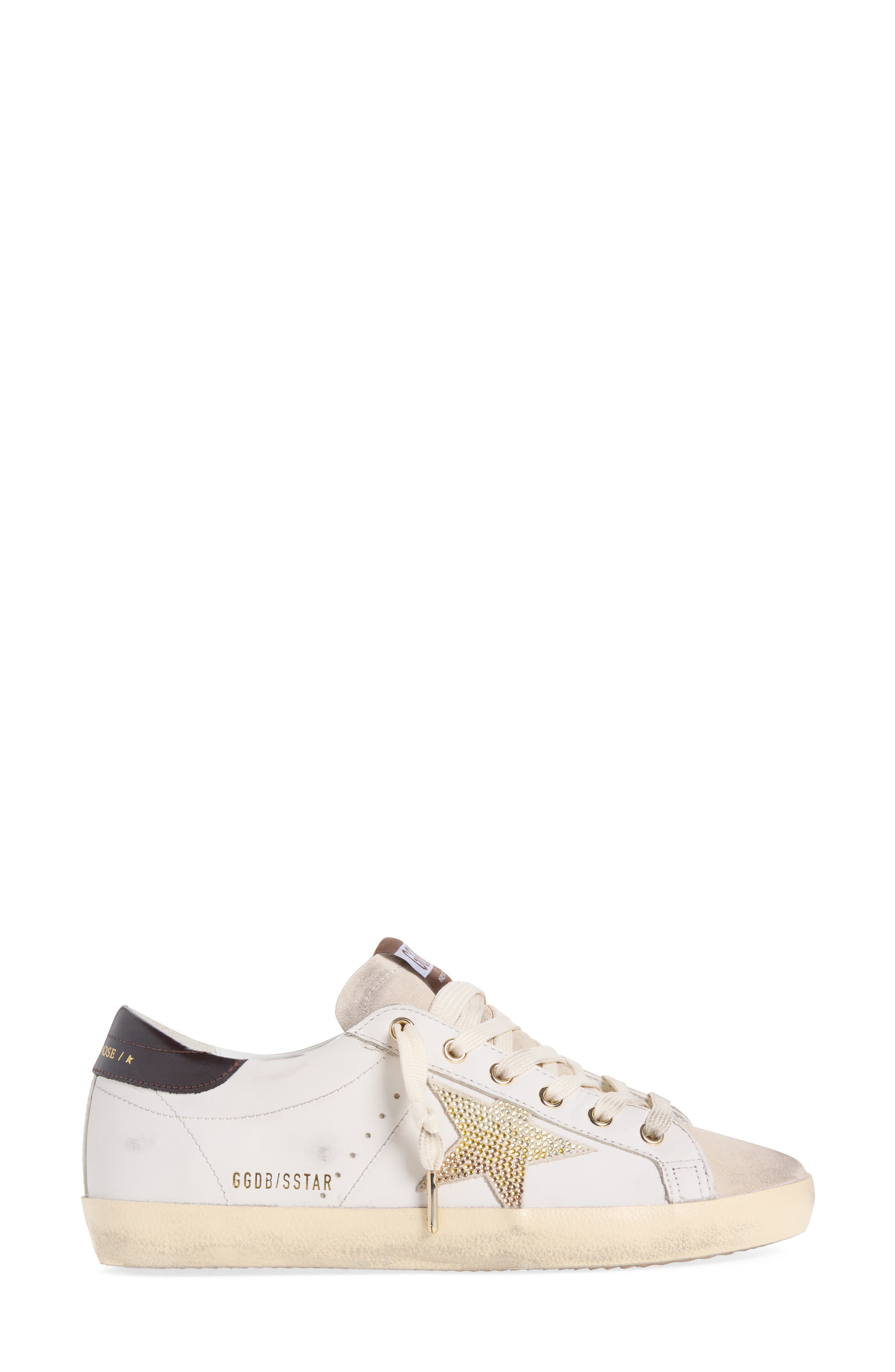 x Swarovski Super-Star Sneaker, Alternate, color, WHITE/ COFFEE BROWN/ SEEDPEARL
