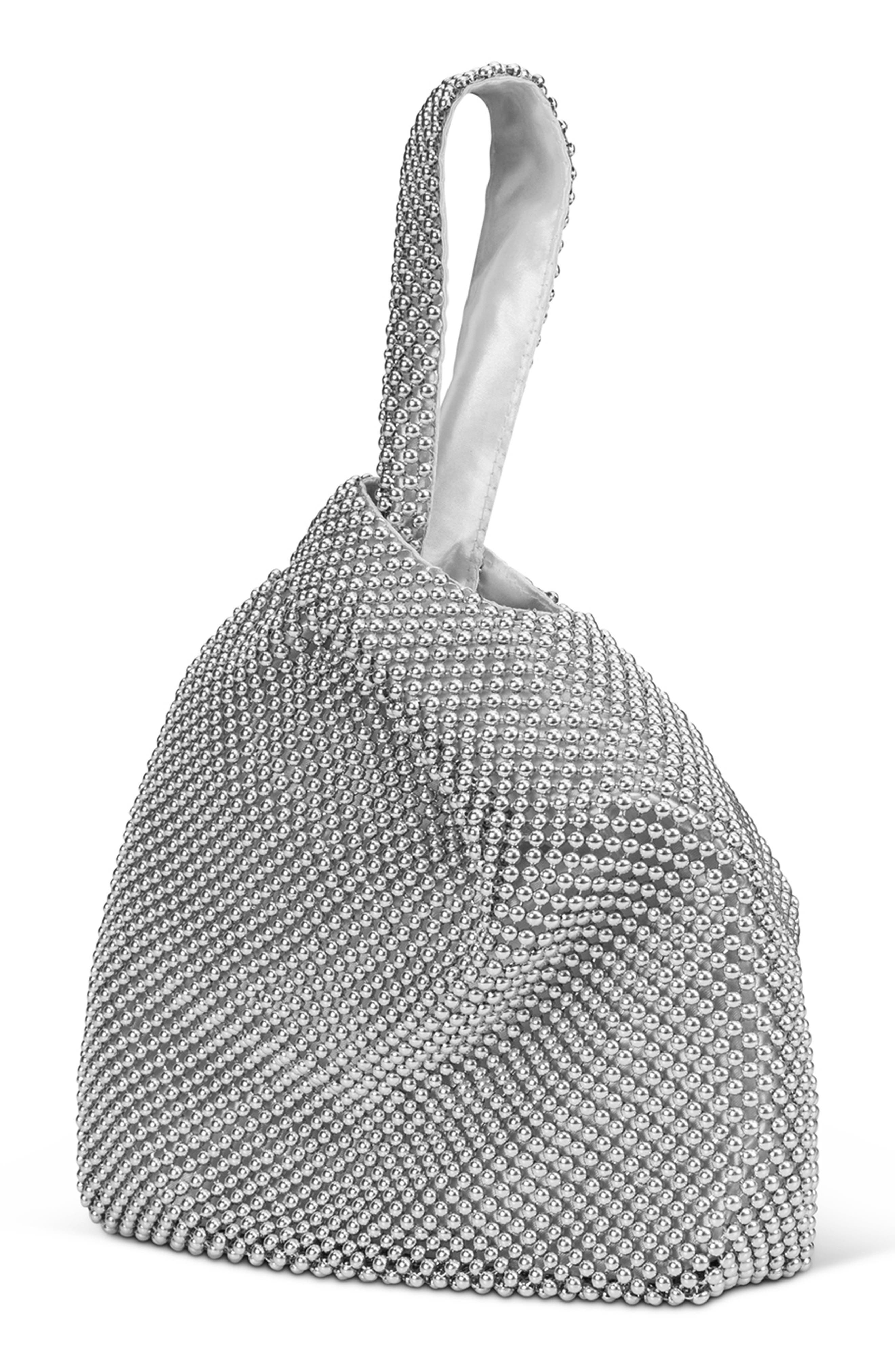 Jessica McClintock Logan Beaded Handbag, Alternate, color, Dark Silver