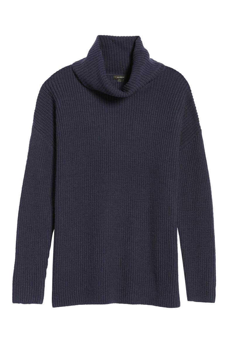 Oversized Turtleneck Tunic Sweater, Alternate, color, NAVY PEACOAT
