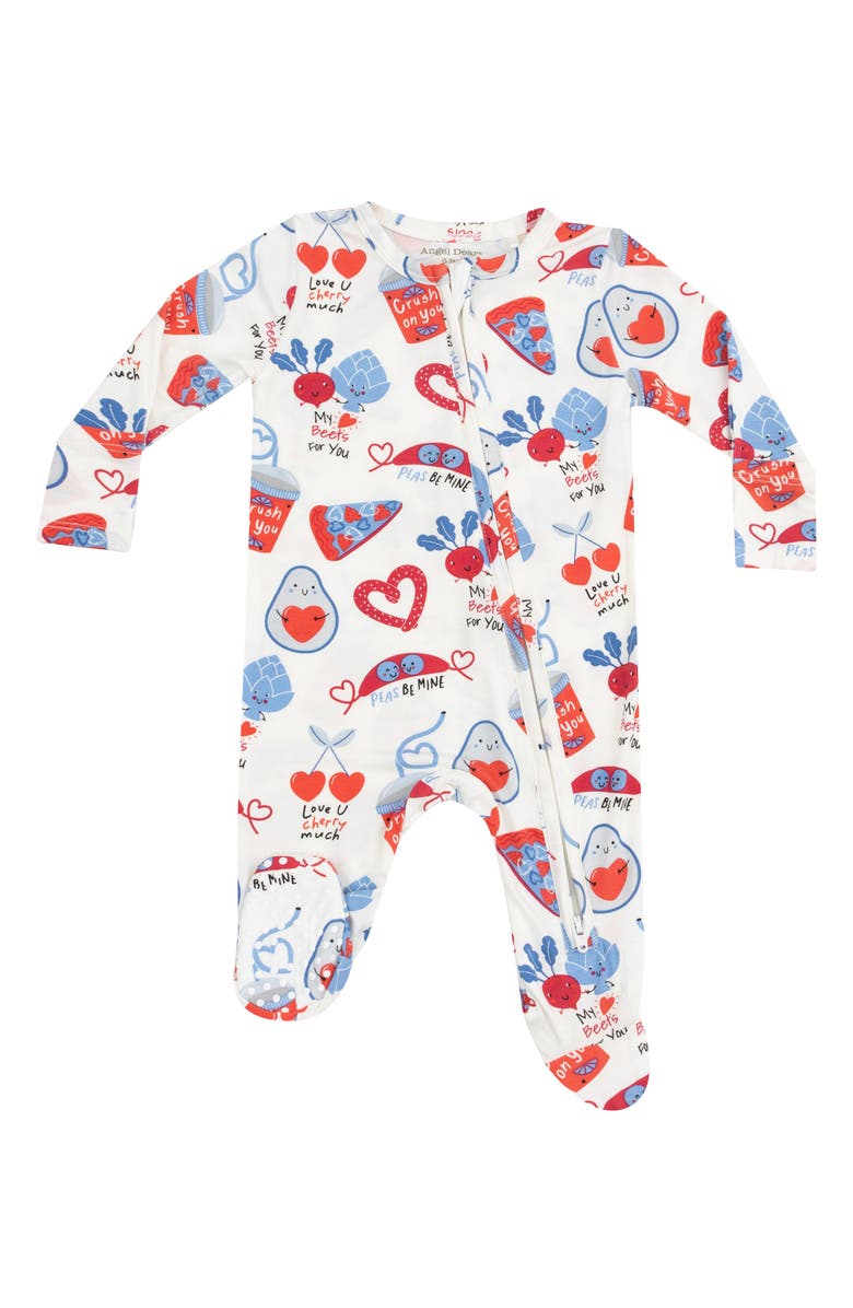 Angel Dear Love You Foodie Print Jersey Footie, Main, color,