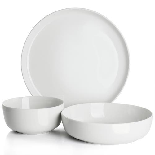 Gibson Home Avisala 12 Piece Fine Ceramic Dinnerware Set In White